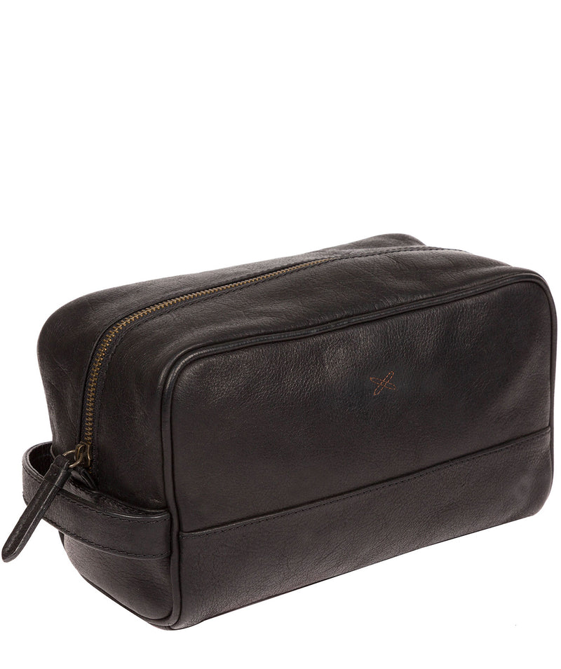 'Bowfell' Black Leather Washbag Pure Luxuries London