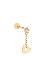 Gift Packaged 'Amanda' 9ct Yellow Gold Cartilage Stud With Drop Heart