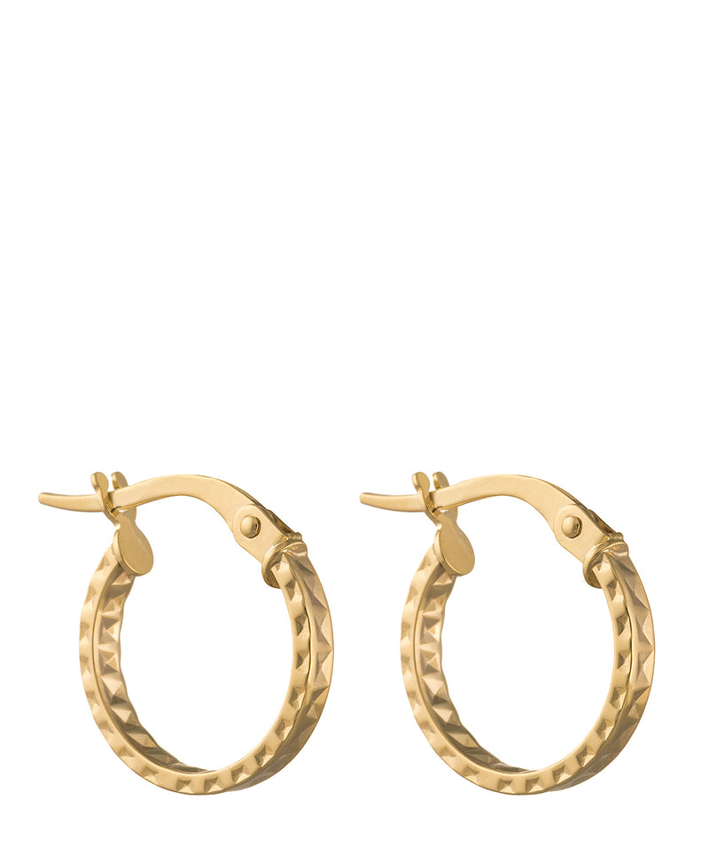 'Arline' 9-Carat Yellow Gold Diamond Cut Hoop Earrings Pure Luxuries London