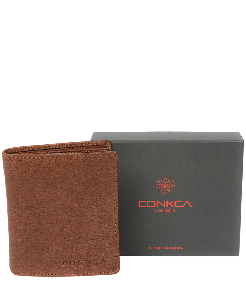 'Portus' Conker Brown Tri-Fold Leather Wallet image 6