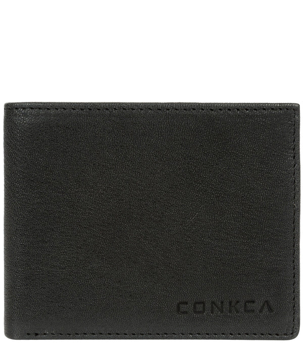 'Saul' Black Tri-Fold Leather Wallet Pure Luxuries London