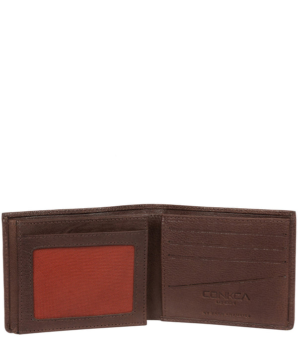 'Saul' Dark Brown Tri-Fold Leather Wallet image 3