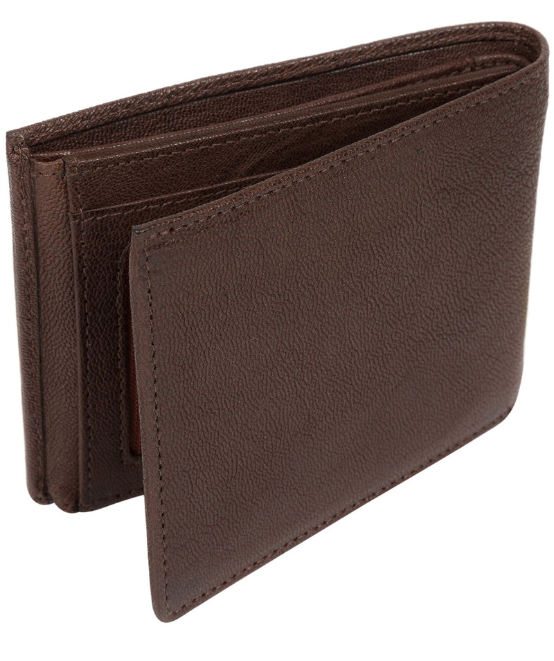 'Saul' Dark Brown Tri-Fold Leather Wallet image 5