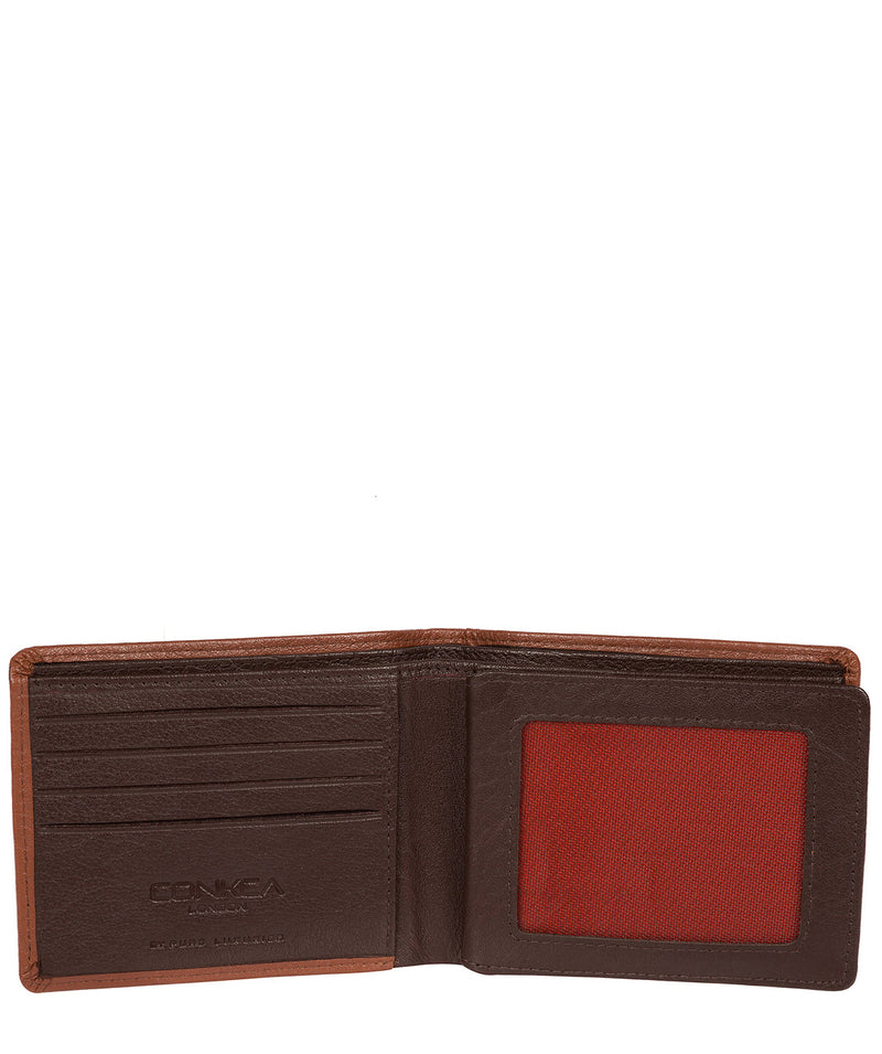 'Cain' Chestnut & Orange Bi-Fold Leather Wallet image 3