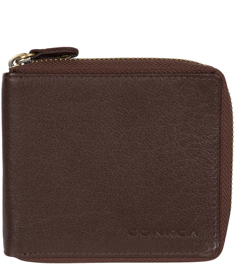 'Krieger' Dark Brown Zip Round Leather Wallet image 1