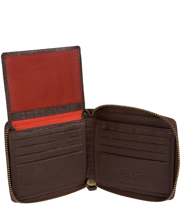 'Krieger' Dark Brown Zip Round Leather Wallet image 3