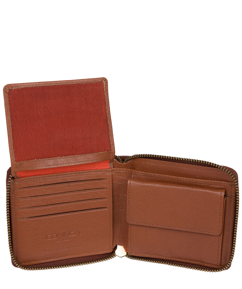'Morrison' Conker Brown Zip Round Leather Wallet image 3
