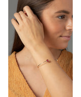 'Aimee' Gold Plate & Red Glass Bangle Pure Luxuries London