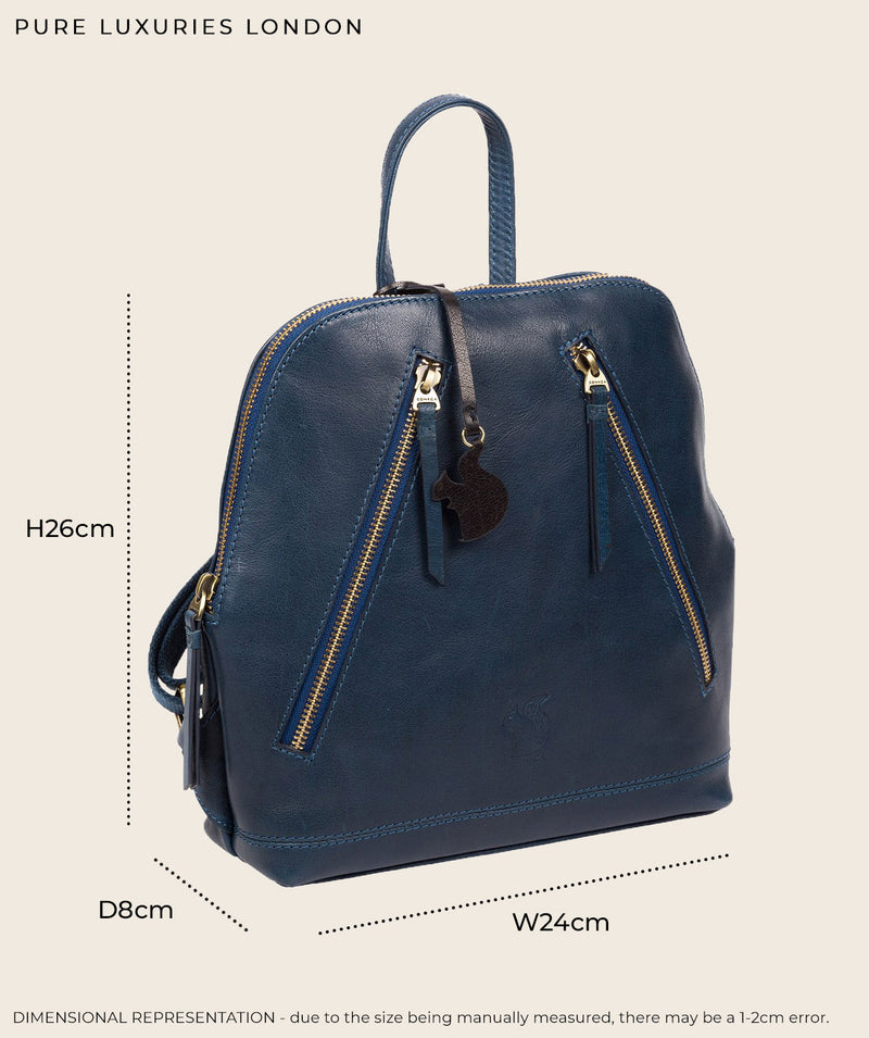 'Zoe' Snorkel Blue Leather Backpack