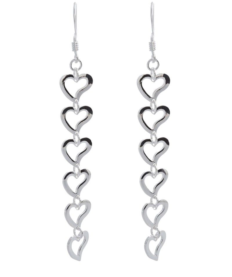 Gift Packaged 'Rosalie' Sterling Silver Heart Drop Earrings