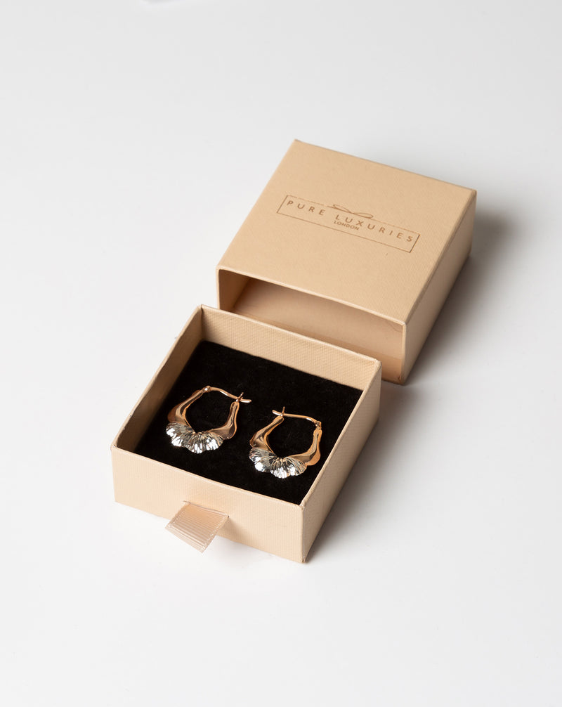 Gift Packaged 'Harmonia' Sterling Silver and Rose Gold Plated Sterling Silver Creole Earrings