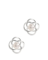 Gift Packaged 'Celaeno' Sterling Silver & Freshwater Pearl with Knot Stud Earrings