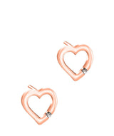 Gift Packaged 'Aphaea' Rose Gold Plated Sterling Silver Cutout Heart with Cubic Zirconia Stud Earrings