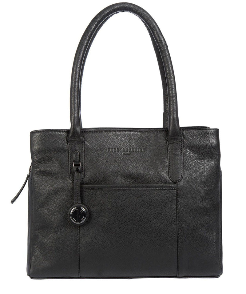 'Cheadle' Black & Platinum-Coloured Detail Handbag