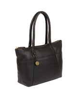 'Eton' Black & Gold-Coloured Detail Leather Tote Bag